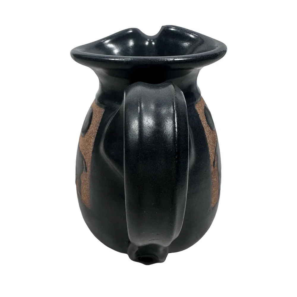 Miller Vrana EarthSea Pottery Buffalo Bison Pitcher Black Stoneware 2002 USA